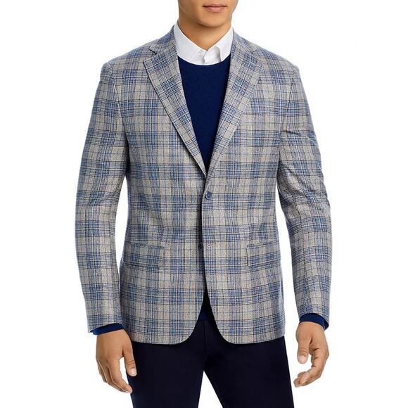 Robert Graham Sport Coat Mens 46R Wool Silk Plaid Slim Fit Blazer Jacket Preppy - Picture 2 of 16